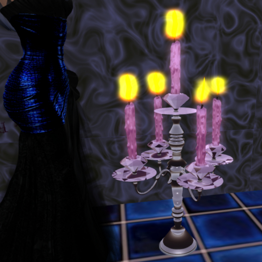 Second Life Marketplace Candles Holder with Five Pink Candles